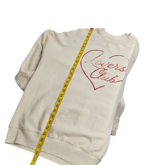 Spiritual Gangster Boyfriend Pullover Sweater, Graphic Lovers Club, Cream, Sz M - Picture 7 of 11